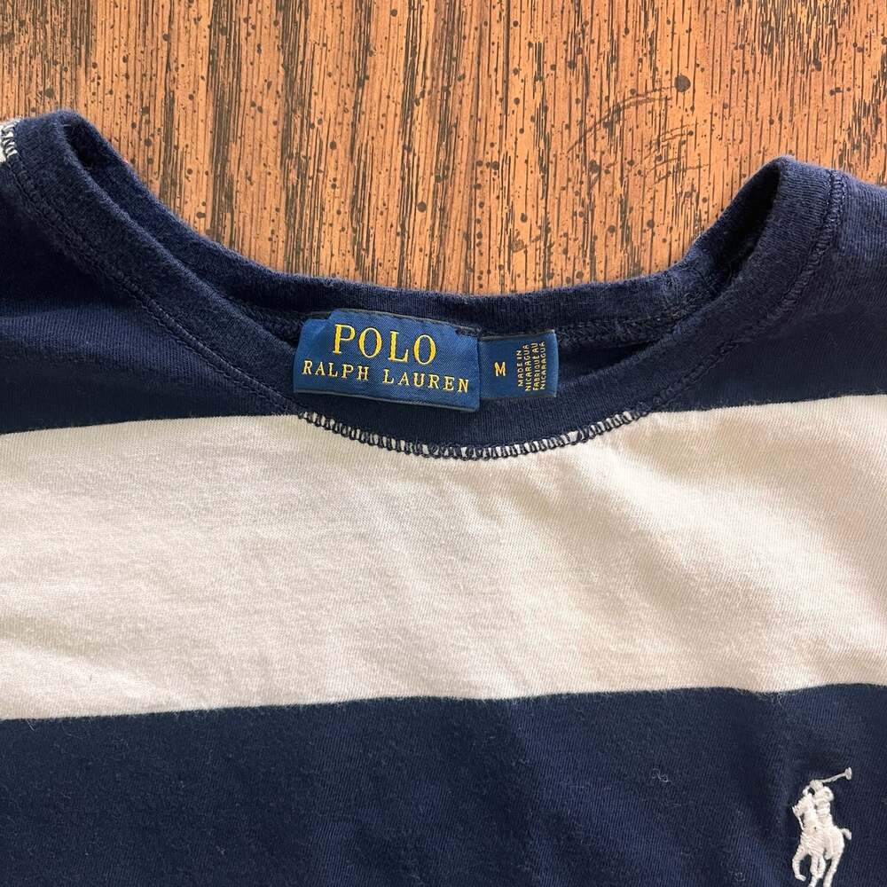 Polo Ralph Lauren Women's Navy and White Striped Crew-Neck T-Shirt - Picture 2 of 7